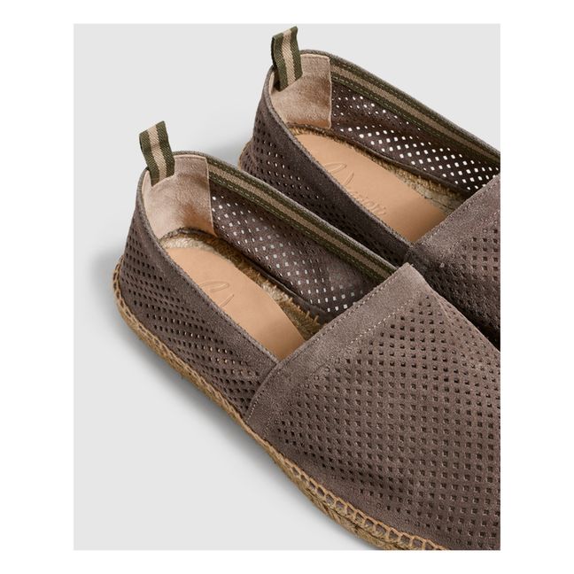 Pablo Perforated Suede Espadrilles | Taupe brown
