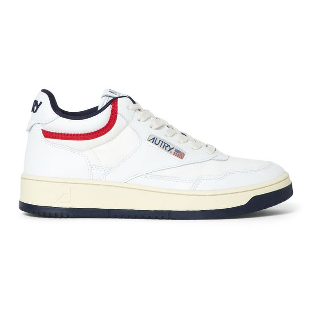 Open Mid-Top Leather / Suede Sneakers | Blanco