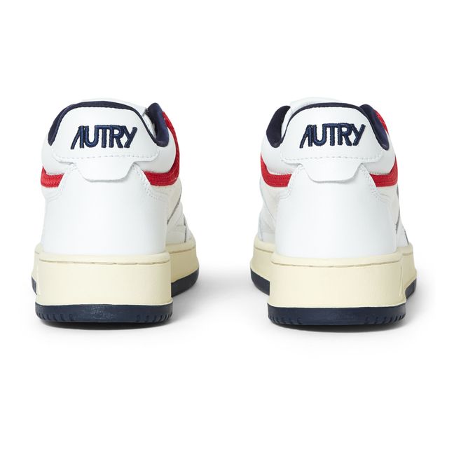 Open Mid-Top Leather / Suede Sneakers | Weiß