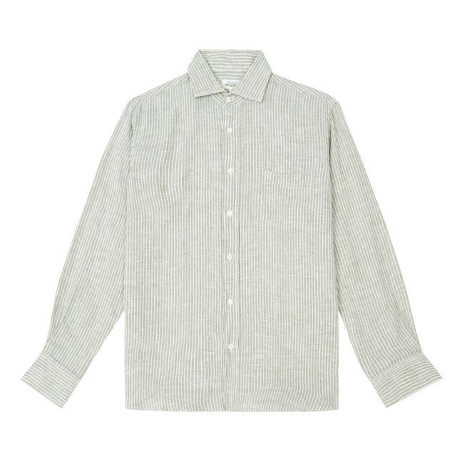 Camicia Paul a righe in lino  | Khaki