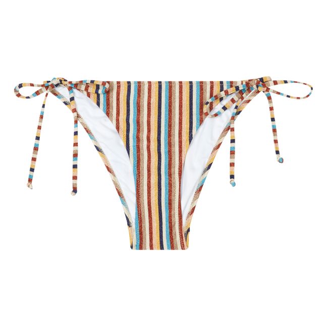Slip bikini metallizzato a righe Malene | Blu