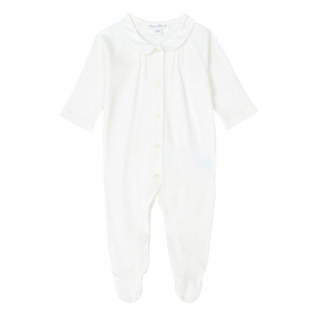 Openwork Organic Cotton Footed Pyjamas | Ecru