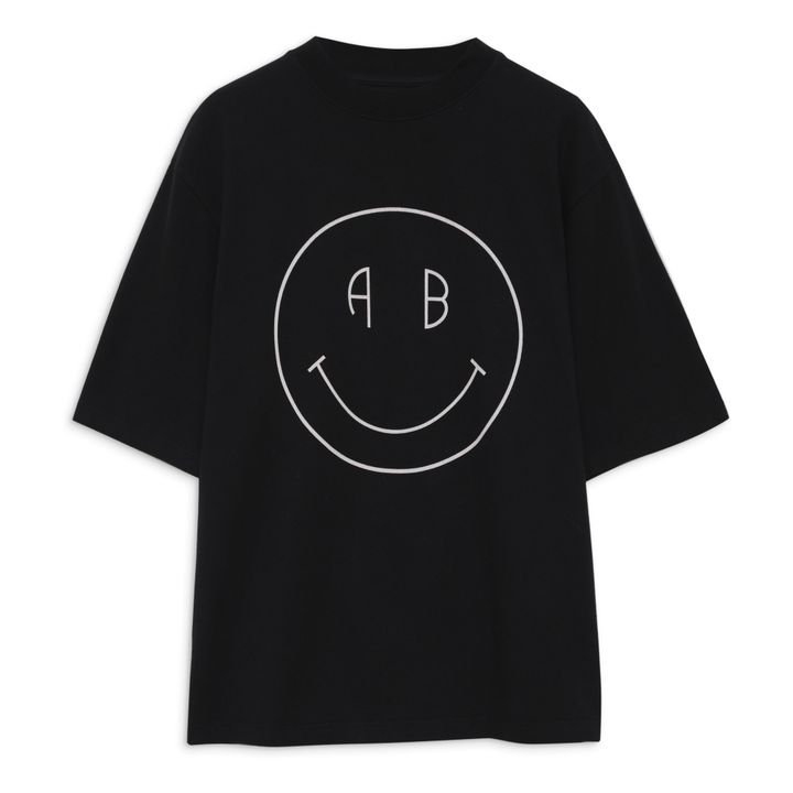 Avi Smiley Organic Cotton T-shirt | Negro- Imagen del producto n°0