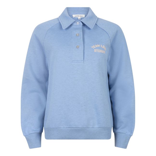 Russel Organic Cotton Polo Neck Sweater | Azul Cielo