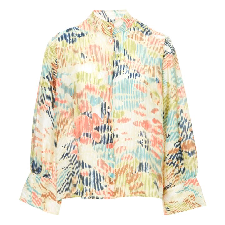 Franklin Printed Habotai Silk Shirt | Giallo limone- Immagine del prodotto n°0