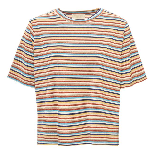 Iora Metallic Striped T-Shirt | Blu