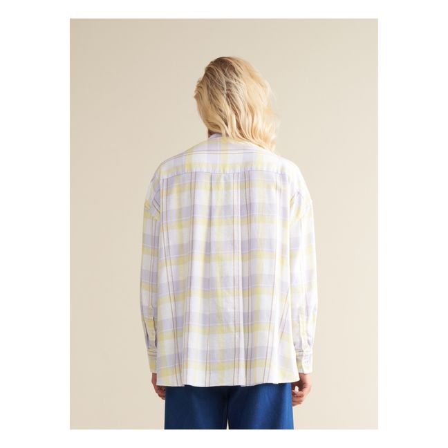 Camisa a cuadros de algodón y lino Gorky - Colección Mujer | Amarillo