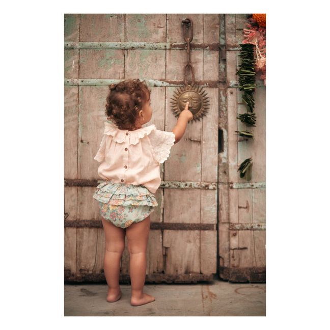 Abishak Organic Cotton Flower Print Bloomer | Green water