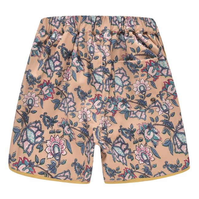 Badeshorts aus recyceltem Nylon Blumenmuster Aderi | Senffarben