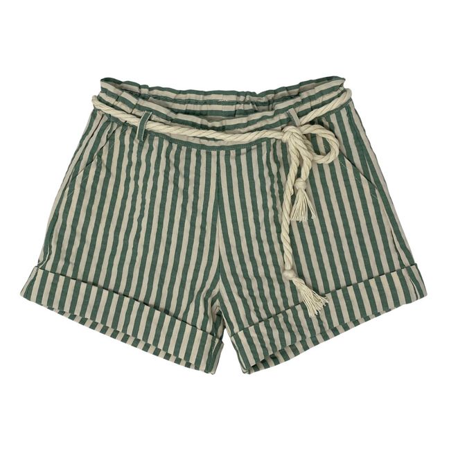 Striped Seersucker Shorts | Green