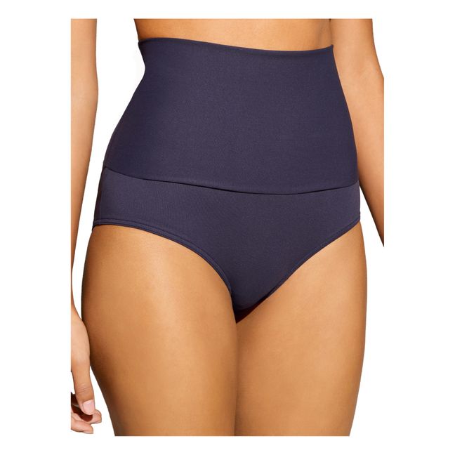 Island Escape High-Waist Tummy Control Top Bikini Bottoms Navy 12