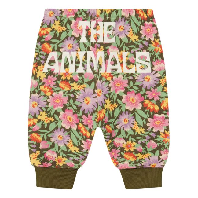 Camel Floral Print Joggers | Pink