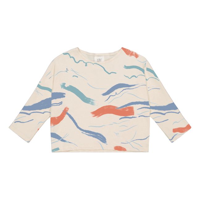 T-Shirt Manches Longues en Coton Bio Recyclé Kimono | Ecru