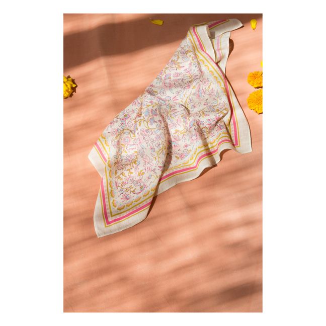Foulard Coton Bio Fleuri Capucine | Ecru