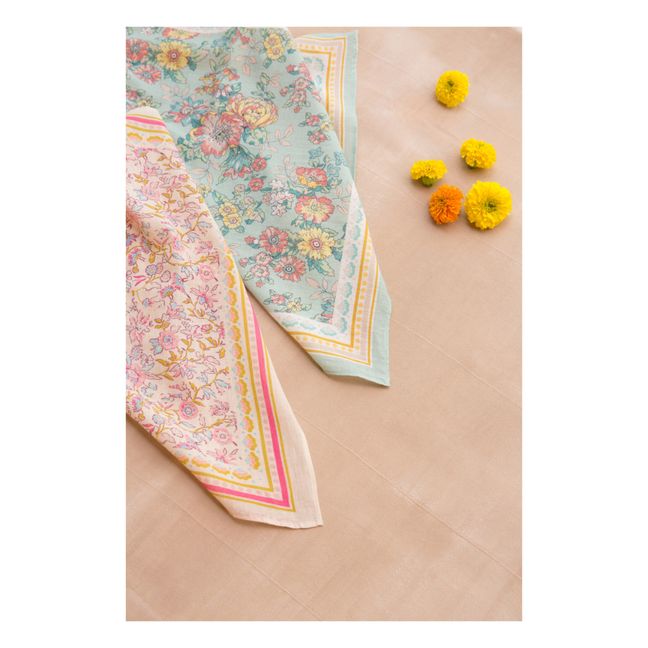 Foulard Coton Bio Fleuri Capucine | Ecru