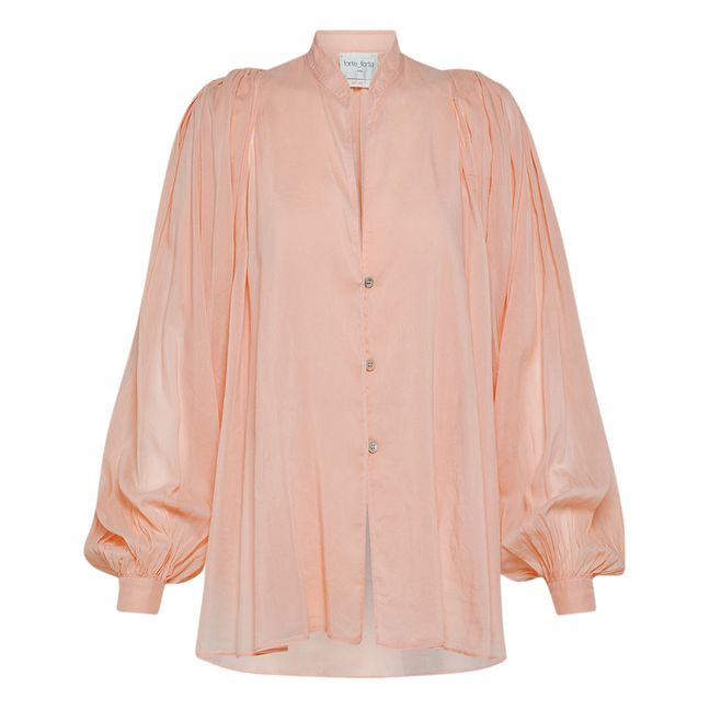 Puff Sleeve Cotton Voile & Silk Blouse | Rosa incarnato