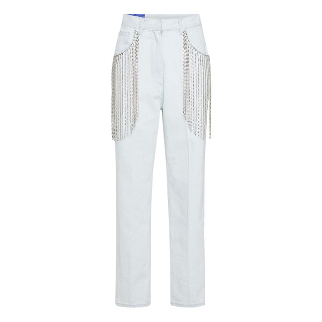 Strass Jeans with Fringe | Denim bleached
