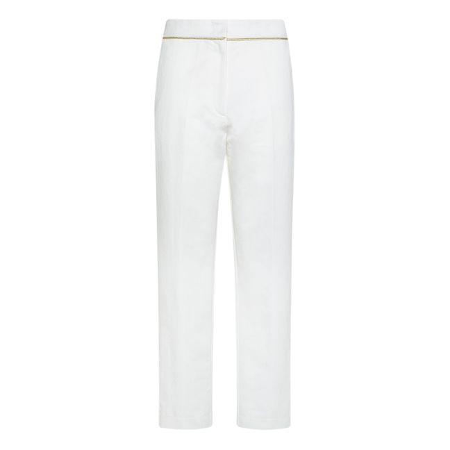 Pantalon Cigarette Coton et Lin | Blanc