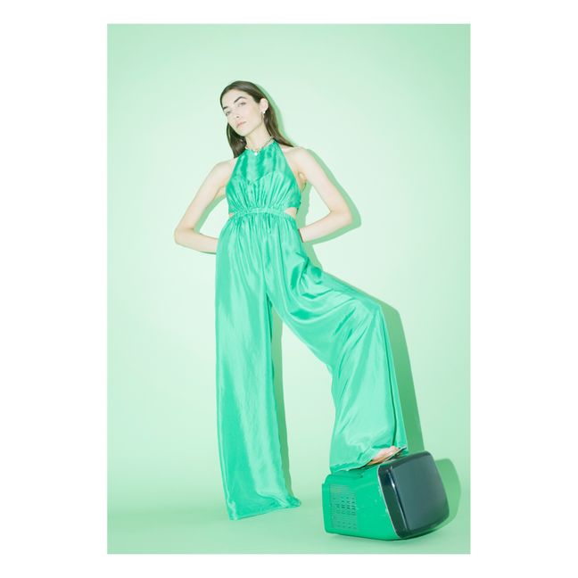 Habotai Silk Jumpsuit | Emerald green
