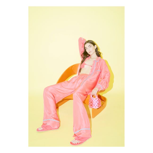 Habotai Silk Pyjama Shirt | Zinnoberrot