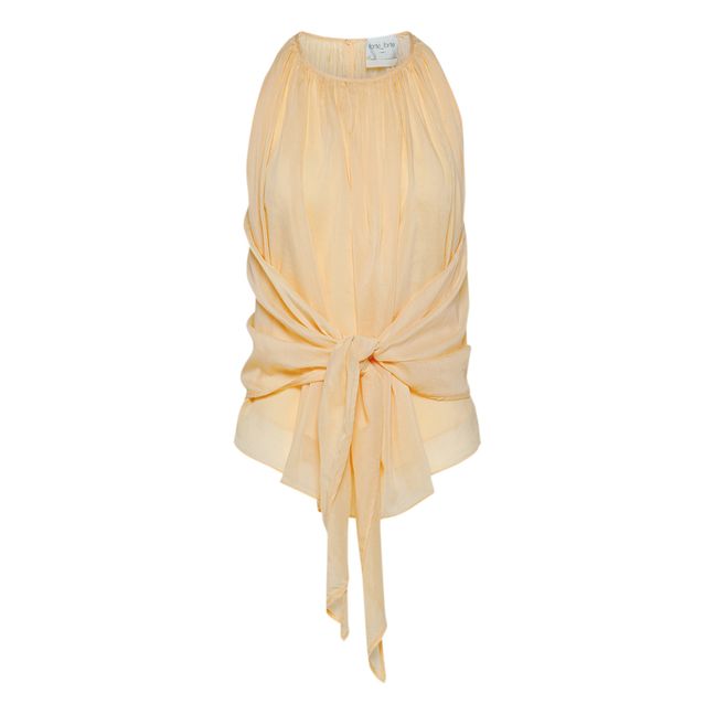 Top Noué Voile de Soie et Coton | Beige Nude