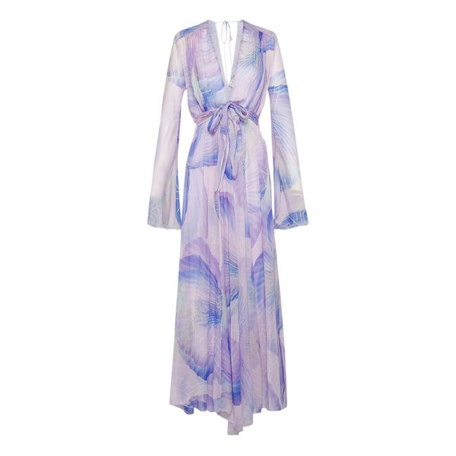 "Dream" Print Silk Chiffon Dress | Lilac
