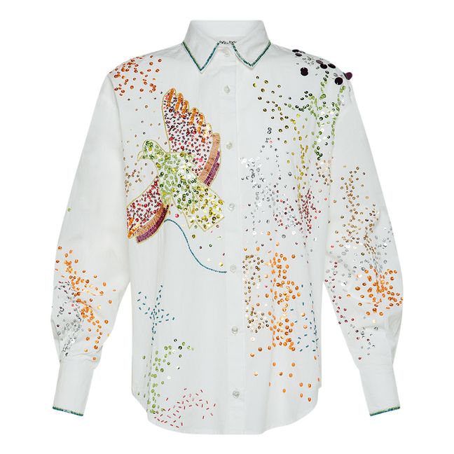 Chemise "Crazy Love" Brodée Popeline de Coton | Blanc