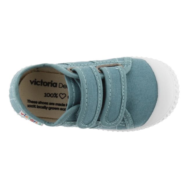Tiras Lona Velcro Sneakers | Blue