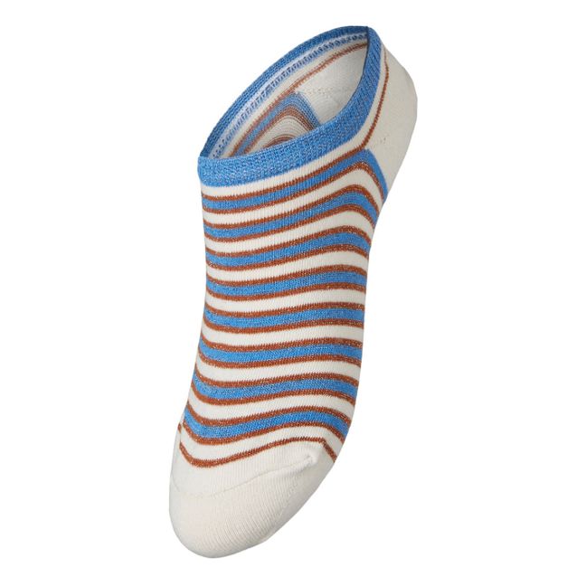 Sneaky Stripe Metallic Ankle Socks | Blue