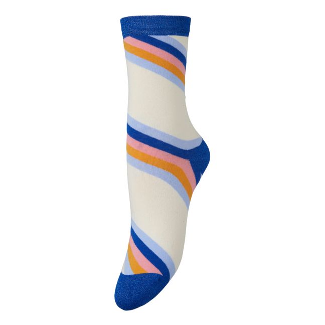 Oblique Striped Socks | Blu