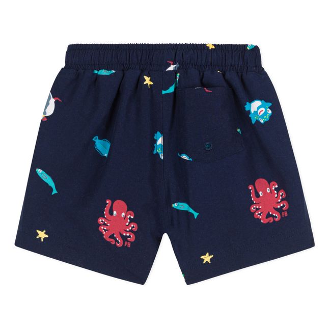 Recycled Material Elastic Swim Shorts | Navy blue