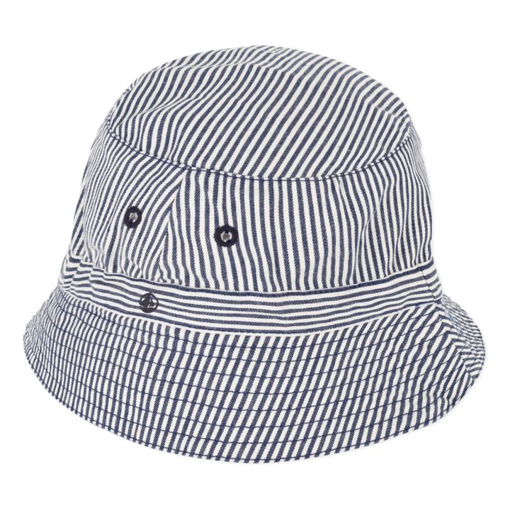 Sombrerito de algodón orgánico a rayas | Azul Marino- Imagen del producto n°0