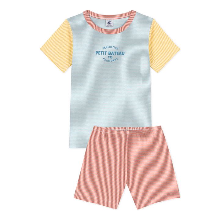 Petit Bateau Boys White & Blue Organic Cotton Pyjamas