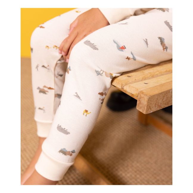 Footless Organic Cotton Animal Pyjamas | Ecru