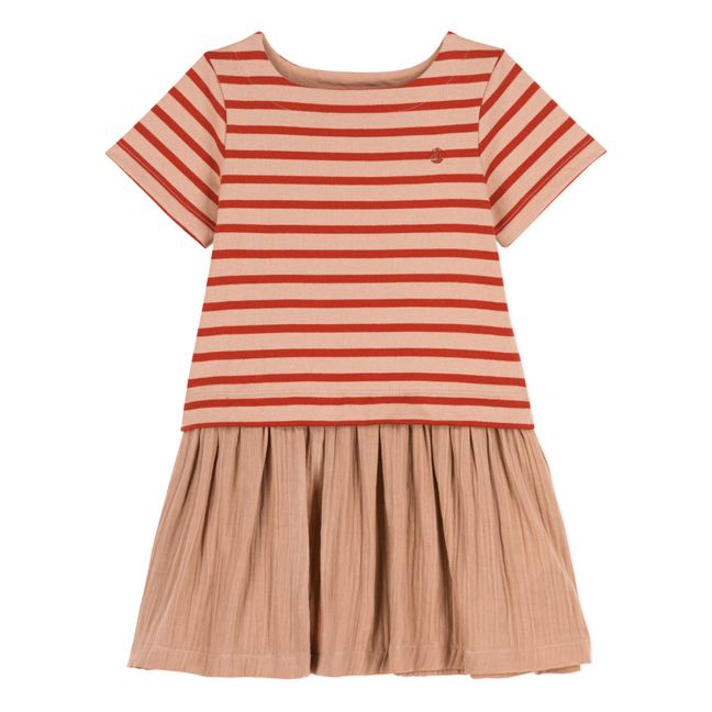Robe en Jersey et Gaze de Coton | Marron