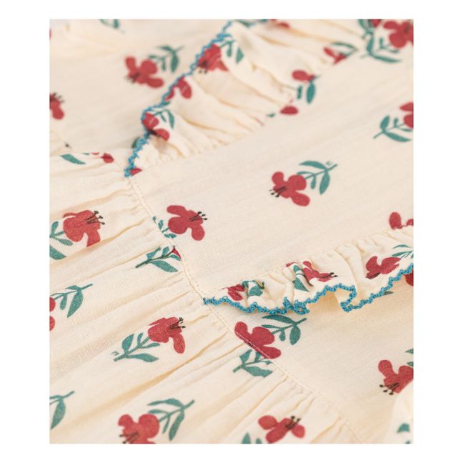 Robe Manches Courtes Gaze de Coton | Ecru