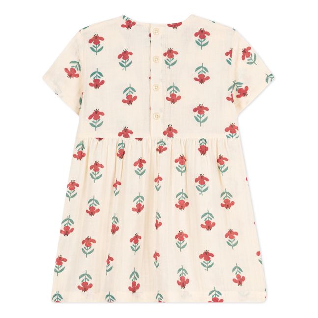 Cotton Gauze Short Sleeve Dress | Ecru