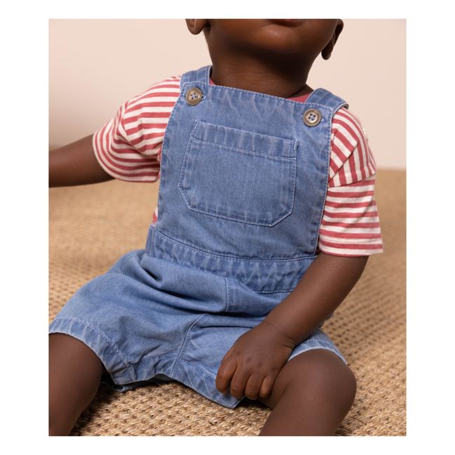 Salopette Courte Denim Coton Bio | Bleu