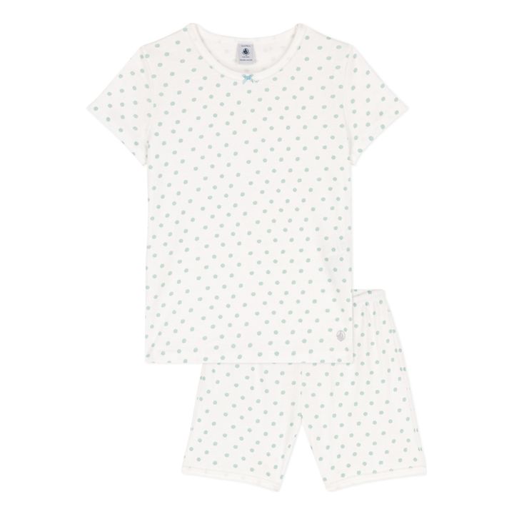 kurzer Pyjama mit Punkten Bio-Baumwolle | Blau- Produktbild Nr. 0