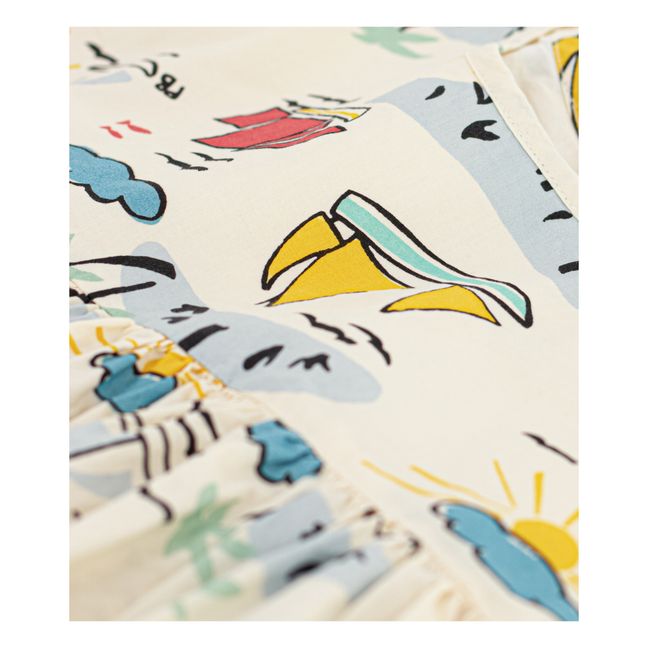 Robe Manches Courtes en Popeline | Ecru