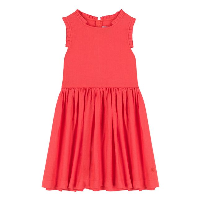 Sleeveless Zip Back Linen Dress | Pink