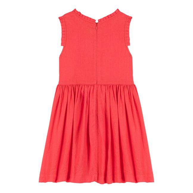 Sleeveless Zip Back Linen Dress | Pink
