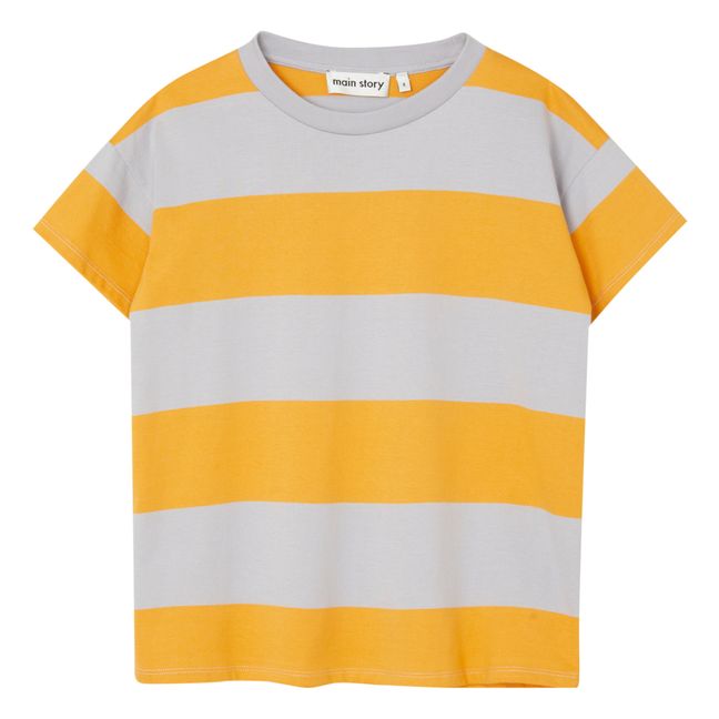 Striped Organic Cotton T-shirt | Light grey