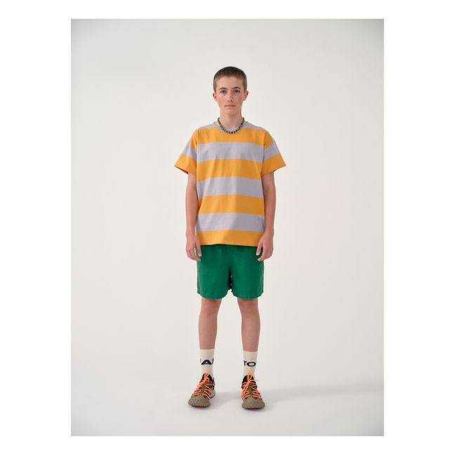 Striped Organic Cotton T-shirt | Hellgrau