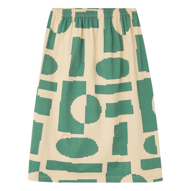 Organic Cotton Print Midi Skirt | Pale yellow