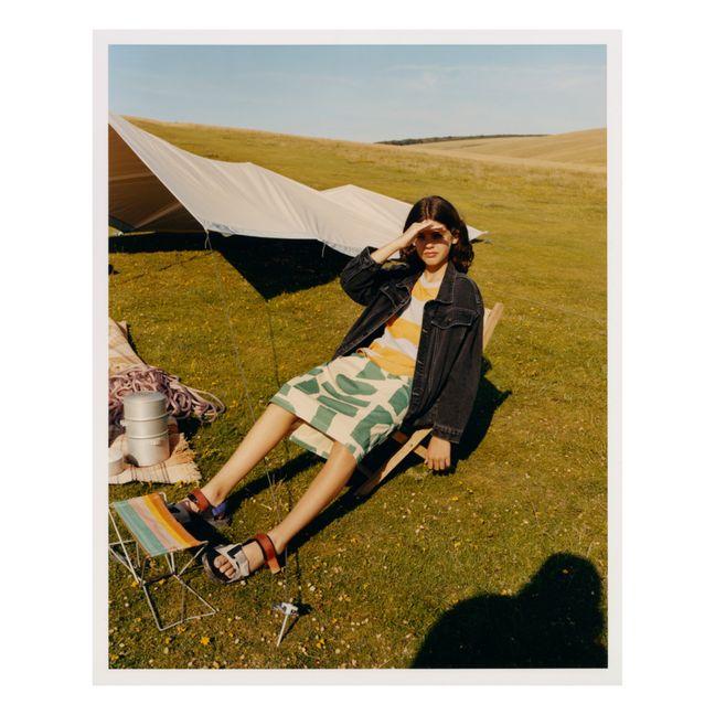 Organic Cotton Print Midi Skirt | Blasses Gelb