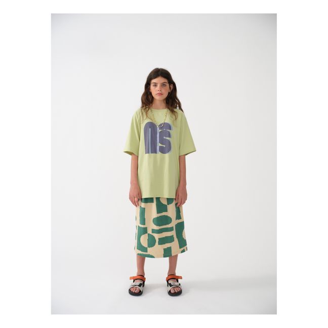 Organic Cotton Print Midi Skirt | Pale yellow