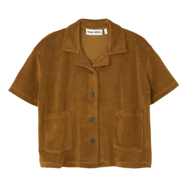 Organic Cotton Terry Cloth Short Sleeve Shirt | Camel