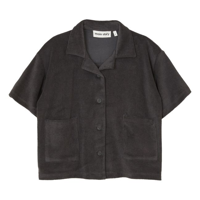 Organic Cotton Terry Cloth Short Sleeve Shirt | Black