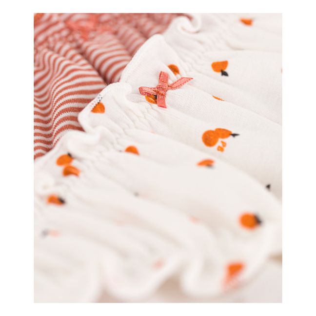 Lote de 2 braguitas de algodón orgánico con volantes - Colección Mujer | Naranja